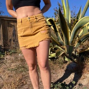 Mustard Yellow Denim Skirt